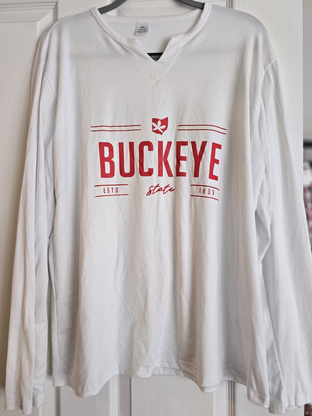 Buckeye State Long-Sleeve Tee - White with Red Graphic